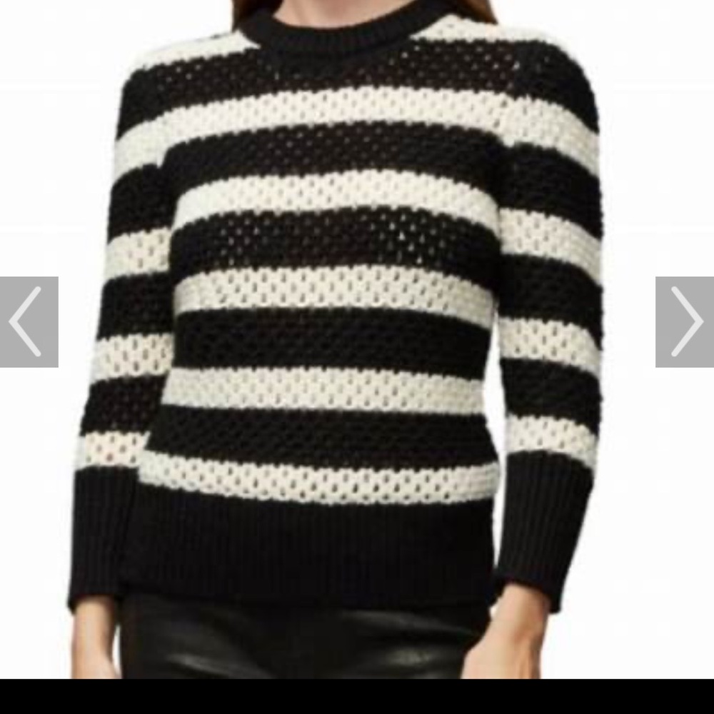 Frame 100% Wool Black and White Large Knit Sweater Size Small